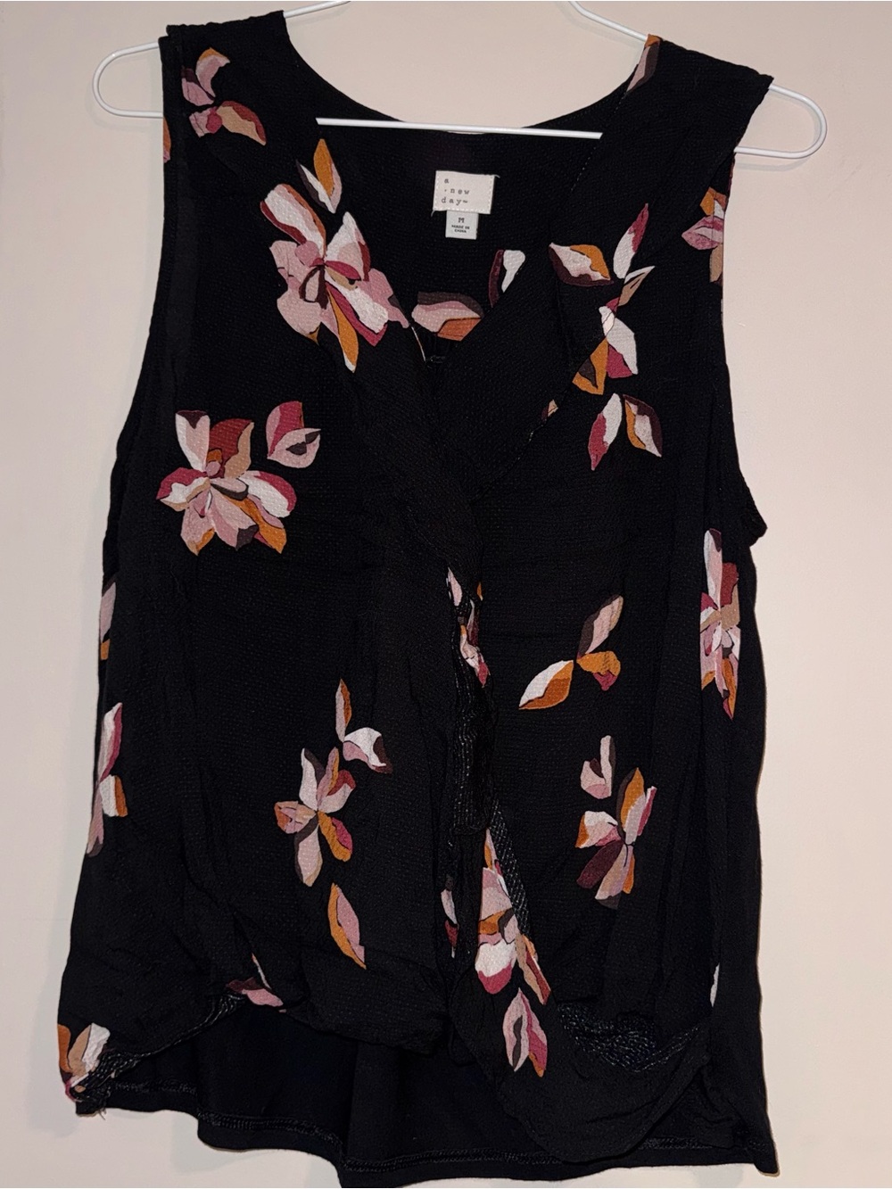 a new day Black Floral V-Neck Sleeveless Top